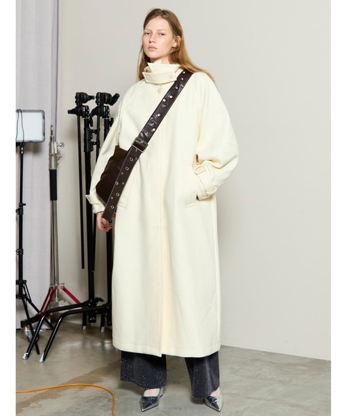 MAISON SPECIAL（メゾンスペシャル）の「Clear Melton Balmacaan Coat / クリアメルトンステンカラーコート（ステンカラーコート・レディース・ブラック/グレー/ホワイト/ボルドー・38/36）」の7枚目の写真