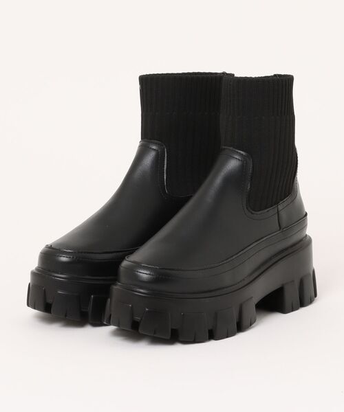 minia(ミニア)の「【minia】厚底ニットブーツ(ブーツ・レディース・ブラック/グレー/ダークブラウン・S/M/L/LL)」の2枚目の写真
