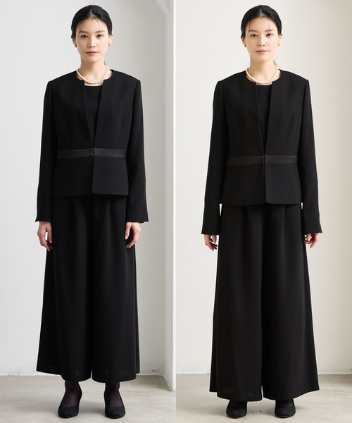 AIMER（エメ）の「【喪服・礼服・WEB限定】ウォッシャブル ウエスト切り替えノーカラージャケット・前開きファスナーブラウス・ワイドパンツ 3点セット ブラックフォーマルアンサンブル（スーツセット・レディース・ブラック・7号/9号/11号/13号/15号/17号/19号/T9号/T11号/T13号）」の16枚目の写真