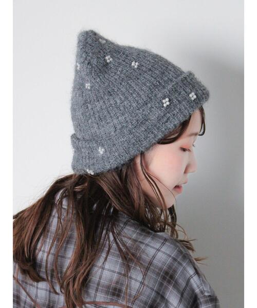 ehka sopo（エヘカソポ）の「ビジュー付きニットキャップ（ハット・レディース・グレー/ブラック/キナリ・F）」の3枚目の写真