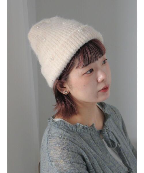 ehka sopo（エヘカソポ）の「ビジュー付きニットキャップ（ハット・レディース・グレー/ブラック/キナリ・F）」の4枚目の写真