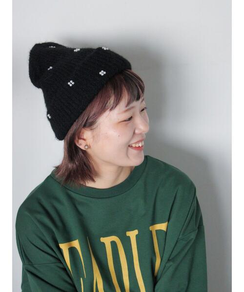 ehka sopo（エヘカソポ）の「ビジュー付きニットキャップ（ハット・レディース・グレー/ブラック/キナリ・F）」の5枚目の写真