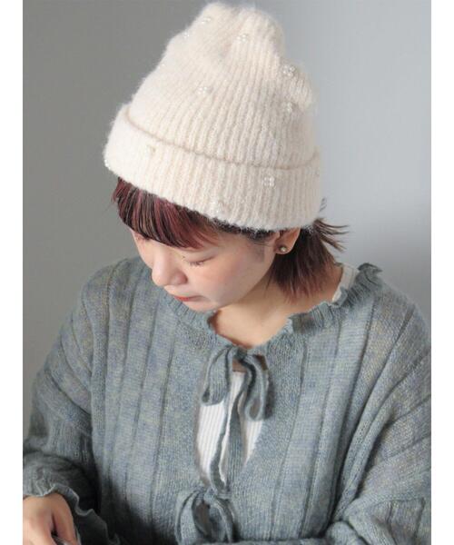 ehka sopo（エヘカソポ）の「ビジュー付きニットキャップ（ハット・レディース・グレー/ブラック/キナリ・F）」の8枚目の写真