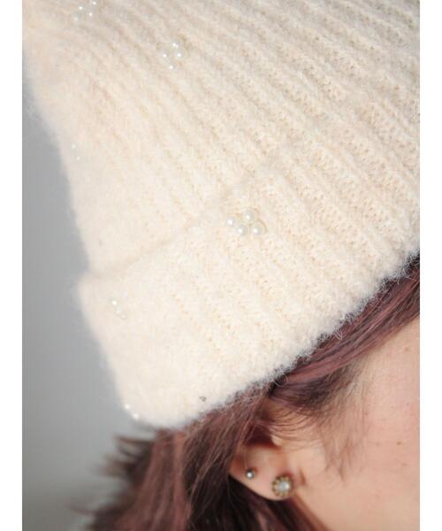 ehka sopo（エヘカソポ）の「ビジュー付きニットキャップ（ハット・レディース・グレー/ブラック/キナリ・F）」の9枚目の写真