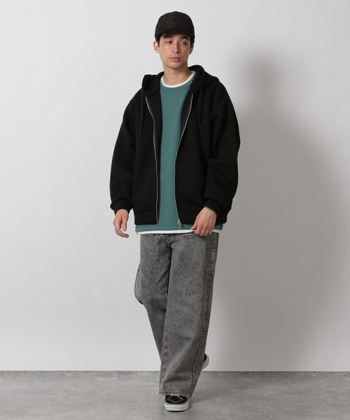 LAKOLE(ラコレ)の「ダンボールレイヤード長袖 / 602582(Tシャツ/カットソー・メンズ・ブラック/ダークオリーブ/サンドグレー・MEDIUM/LARGE)」の6枚目の写真