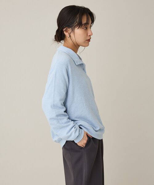 CRAFT STANDARD BOUTIQUE(クラフトスタンダードブティック)の「ピグメント風裏毛ヘンリーネックプルオーバー(Tシャツ/カットソー・レディース・グレー/ライトイエロー/サックスブルー・FREE)」の6枚目の写真