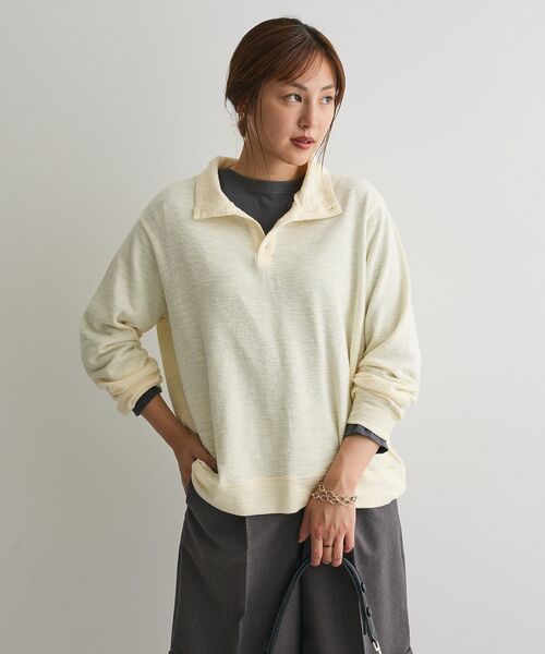 CRAFT STANDARD BOUTIQUE(クラフトスタンダードブティック)の「ピグメント風裏毛ヘンリーネックプルオーバー(Tシャツ/カットソー・レディース・グレー/ライトイエロー/サックスブルー・FREE)」の19枚目の写真