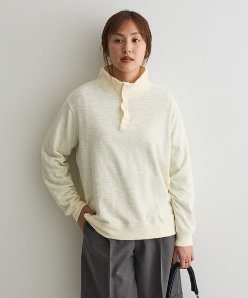 CRAFT STANDARD BOUTIQUE(クラフトスタンダードブティック)の「ピグメント風裏毛ヘンリーネックプルオーバー(Tシャツ/カットソー・レディース・グレー/ライトイエロー/サックスブルー・FREE)」の20枚目の写真