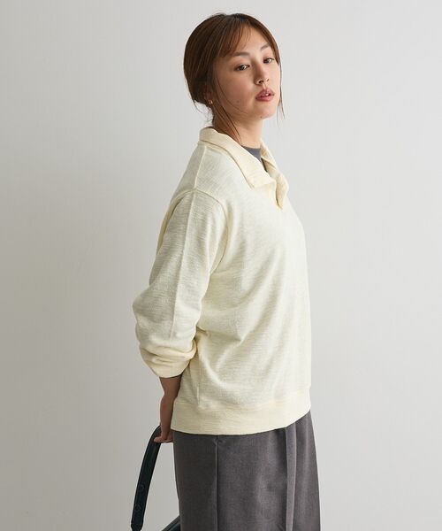 CRAFT STANDARD BOUTIQUE(クラフトスタンダードブティック)の「ピグメント風裏毛ヘンリーネックプルオーバー(Tシャツ/カットソー・レディース・グレー/ライトイエロー/サックスブルー・FREE)」の21枚目の写真