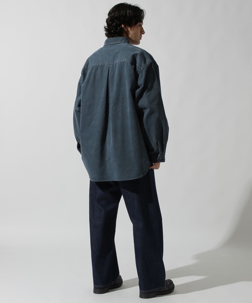 niko and...（ニコアンド）の「ビンテージ起毛ワークシャツ（シャツ/ブラウス・メンズ・ネイビー/ライトベージュ・MEDIUM/LARGE）」の7枚目の写真