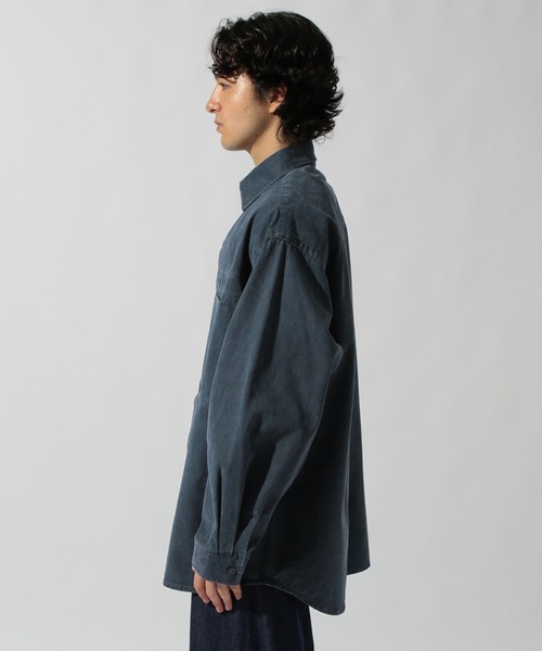 niko and...（ニコアンド）の「ビンテージ起毛ワークシャツ（シャツ/ブラウス・メンズ・ネイビー/ライトベージュ・MEDIUM/LARGE）」の10枚目の写真