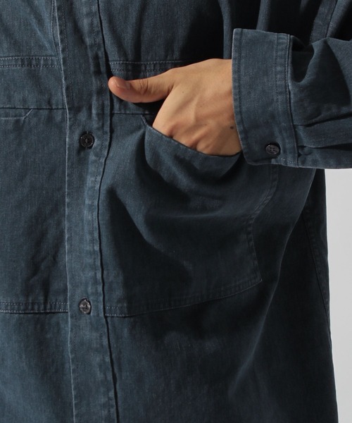 niko and...（ニコアンド）の「ビンテージ起毛ワークシャツ（シャツ/ブラウス・メンズ・ネイビー/ライトベージュ・MEDIUM/LARGE）」の15枚目の写真