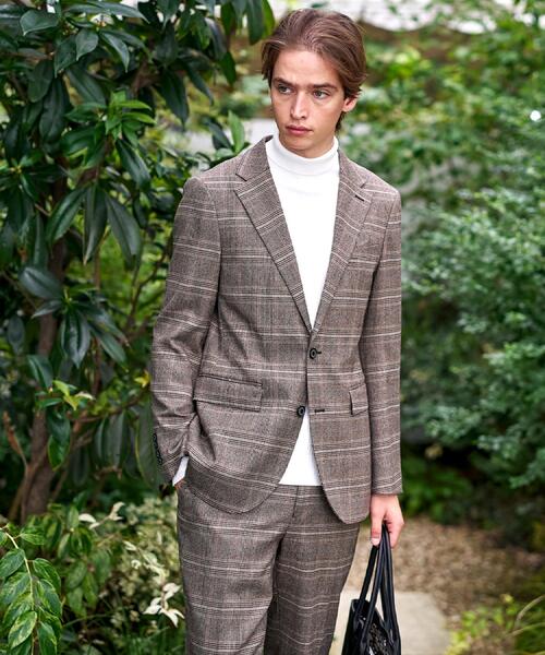 DRESSTERIOR（ドレステリア）の「【セットアップ可】ヨーロピアン グレンチェックジャケット（テーラードジャケット・メンズ・ダークブラウン系1・94/91/90/92）」の5枚目の写真