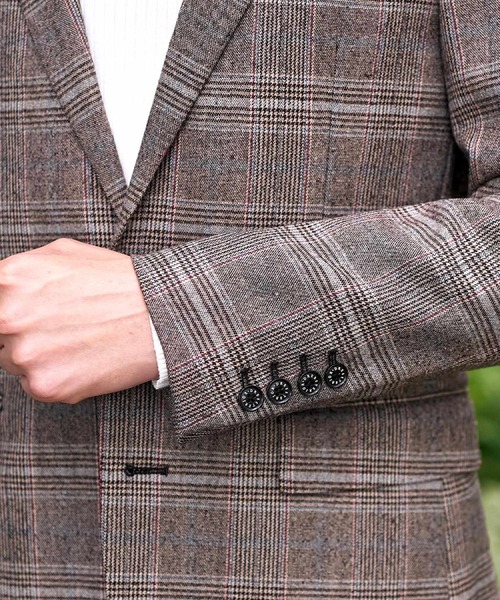 DRESSTERIOR（ドレステリア）の「【セットアップ可】ヨーロピアン グレンチェックジャケット（テーラードジャケット・メンズ・ダークブラウン系1・94/91/90/92）」の10枚目の写真