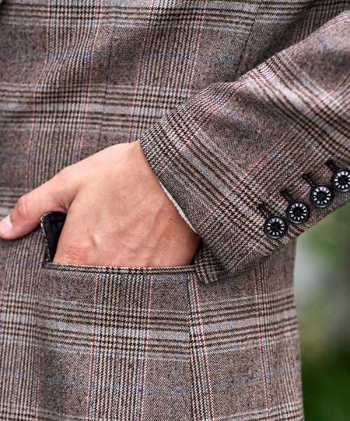 DRESSTERIOR（ドレステリア）の「【セットアップ可】ヨーロピアン グレンチェックジャケット（テーラードジャケット・メンズ・ダークブラウン系1・94/91/90/92）」の11枚目の写真
