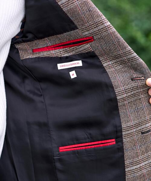 DRESSTERIOR（ドレステリア）の「【セットアップ可】ヨーロピアン グレンチェックジャケット（テーラードジャケット・メンズ・ダークブラウン系1・94/91/90/92）」の14枚目の写真