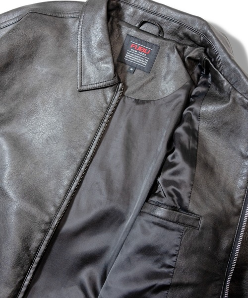 FUBU（ フブ）の「FUBU-Faux Leather Studs Patch Jacket（ライダースジャケット・メンズ・ブラック・M/L）」の7枚目の写真