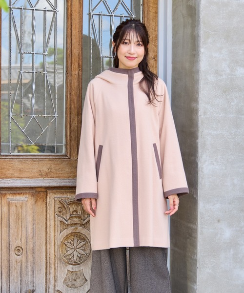 Rose Tiara(ローズティアラ)の「フード付き配色切替えコート(その他アウター・レディース・ピンク/チャコールグレー/ブラック・46/42/38)」の21枚目の写真