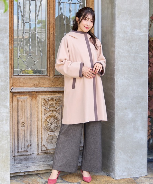 Rose Tiara(ローズティアラ)の「フード付き配色切替えコート(その他アウター・レディース・ピンク/チャコールグレー/ブラック・46/42/38)」の20枚目の写真