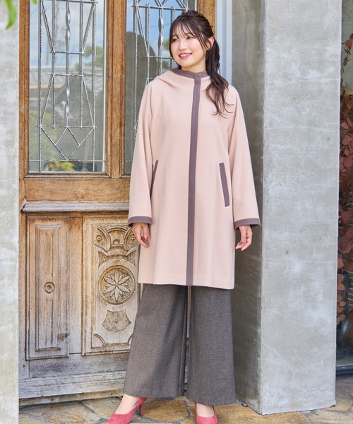 Rose Tiara(ローズティアラ)の「フード付き配色切替えコート(その他アウター・レディース・ピンク/チャコールグレー/ブラック・46/42/38)」の19枚目の写真