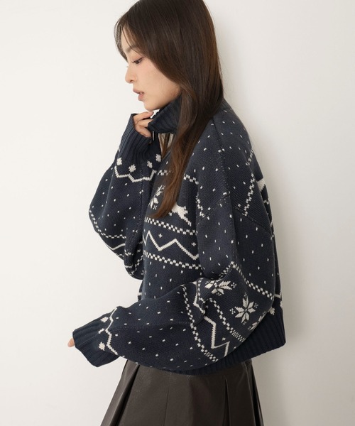 WEGO(ウィゴー)の「WEGO/ノルディック柄ハーフジップニット(ニット/セーター・レディース・レッド/ネイビー/アイボリー・FREE)」の22枚目の写真