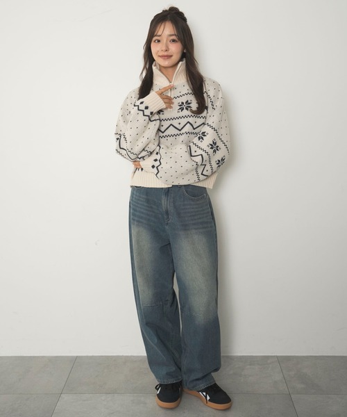 WEGO(ウィゴー)の「WEGO/ノルディック柄ハーフジップニット(ニット/セーター・レディース・レッド/ネイビー/アイボリー・FREE)」の17枚目の写真