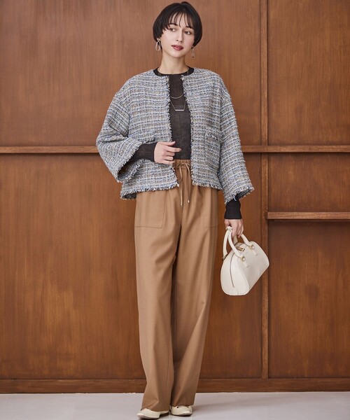 23区（ニジュウサンク）の「GIOLICAツイード ノーカラー ジャケット（その他アウター・レディース・ブラック系3/ブルー系3/黄土色系3・40/38）」の10枚目の写真