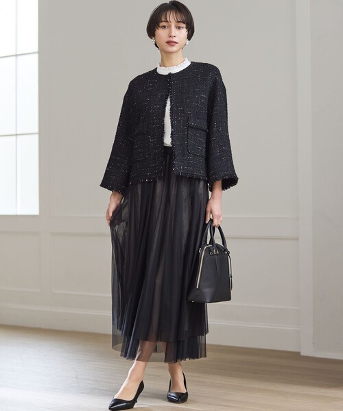 23区（ニジュウサンク）の「GIOLICAツイード ノーカラー ジャケット（その他アウター・レディース・ブラック系3/ブルー系3/黄土色系3・40/38）」の11枚目の写真