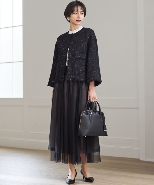 23区（ニジュウサンク）の「GIOLICAツイード ノーカラー ジャケット（その他アウター・レディース・ブラック系3/ブルー系3/黄土色系3・40/38）」の12枚目の写真