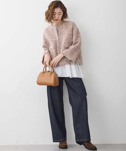 23区（ニジュウサンク）の「GIOLICAツイード ノーカラー ジャケット（その他アウター・レディース・ブラック系3/ブルー系3/黄土色系3・40/38）」の17枚目の写真