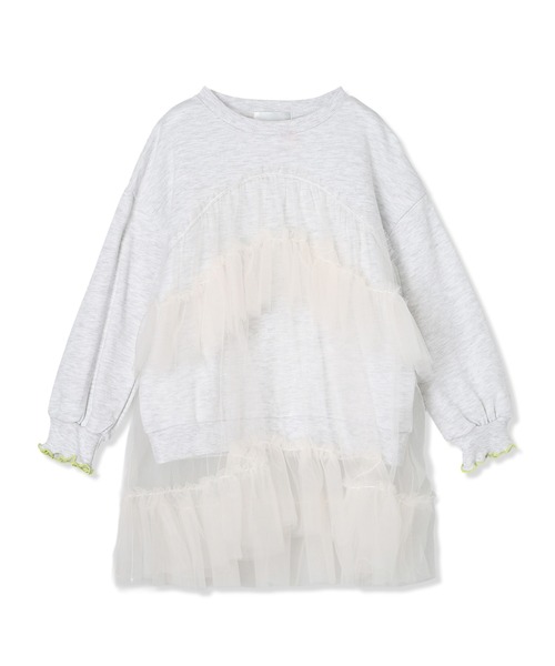 Piet（ピエット）の「チュールトレーナー チュニック（スウェット・キッズ・チャコール/ピンク/グレー・100/110/120/130）」の12枚目の写真