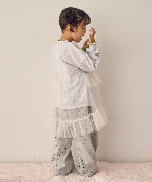 Piet（ピエット）の「チュールトレーナー チュニック（スウェット・キッズ・チャコール/ピンク/グレー・100/110/120/130）」の6枚目の写真