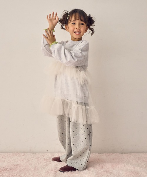 Piet（ピエット）の「チュールトレーナー チュニック（スウェット・キッズ・チャコール/ピンク/グレー・100/110/120/130）」の5枚目の写真