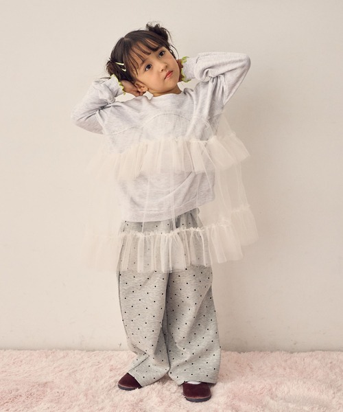 Piet（ピエット）の「チュールトレーナー チュニック（スウェット・キッズ・チャコール/ピンク/グレー・100/110/120/130）」の20枚目の写真