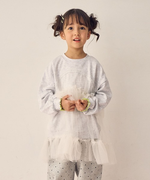 Piet（ピエット）の「チュールトレーナー チュニック（スウェット・キッズ・チャコール/ピンク/グレー・100/110/120/130）」の15枚目の写真