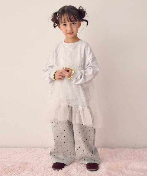 Piet（ピエット）の「チュールトレーナー チュニック（スウェット・キッズ・チャコール/ピンク/グレー・100/110/120/130）」の19枚目の写真