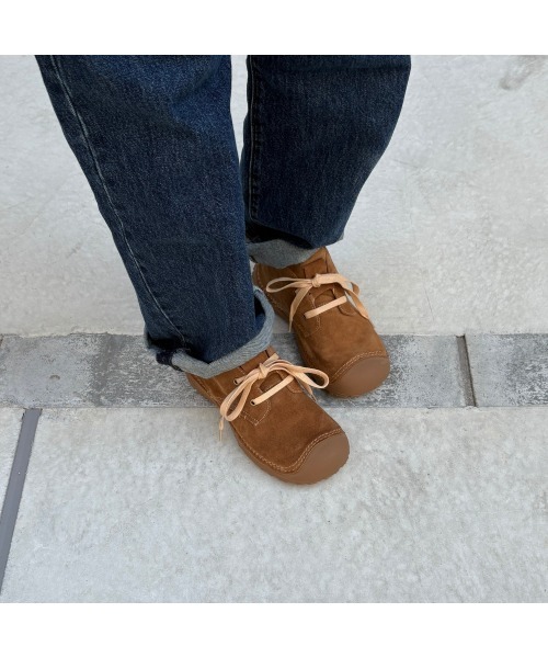 セール】本革ベロア ショートブーツ かがりステッチブーツ（ブーツ