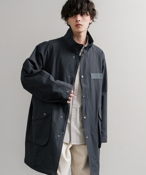 Audience（オーディエンス）の「Audience オーディエンス 綿ナイロン高密度ポプリン M-90ロング丈スタンドネックモッズコート AUD7355（モッズコート・メンズ・スミクロ/オリーブ/ブラック/カーキ・M/L）」の3枚目の写真