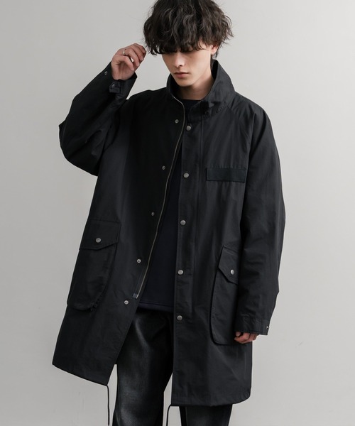 Audience（オーディエンス）の「Audience オーディエンス 綿ナイロン高密度ポプリン M-90ロング丈スタンドネックモッズコート AUD7355（モッズコート・メンズ・スミクロ/オリーブ/ブラック/カーキ・M/L）」の6枚目の写真