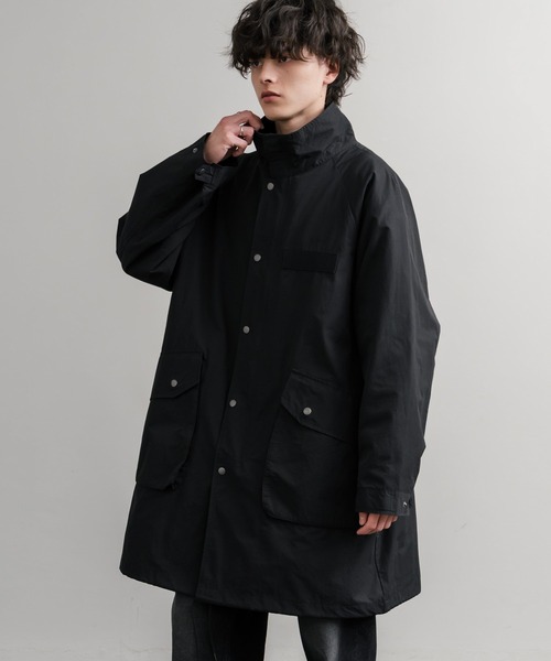 Audience（オーディエンス）の「Audience オーディエンス 綿ナイロン高密度ポプリン M-90ロング丈スタンドネックモッズコート AUD7355（モッズコート・メンズ・スミクロ/オリーブ/ブラック/カーキ・M/L）」の7枚目の写真