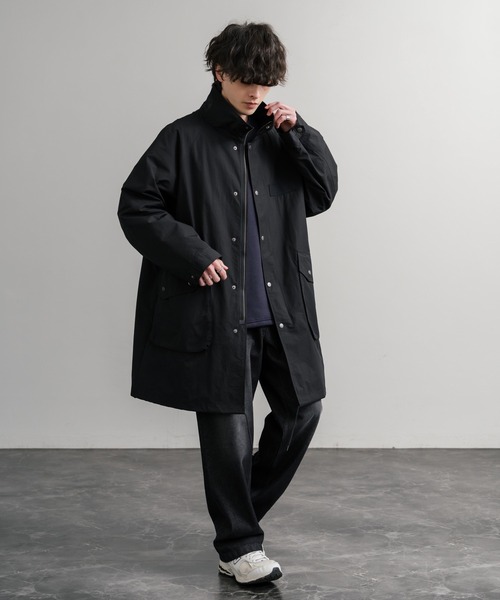 Audience（オーディエンス）の「Audience オーディエンス 綿ナイロン高密度ポプリン M-90ロング丈スタンドネックモッズコート AUD7355（モッズコート・メンズ・スミクロ/オリーブ/ブラック/カーキ・M/L）」の8枚目の写真