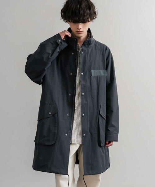 Audience（オーディエンス）の「Audience オーディエンス 綿ナイロン高密度ポプリン M-90ロング丈スタンドネックモッズコート AUD7355（モッズコート・メンズ・スミクロ/オリーブ/ブラック/カーキ・M/L）」の13枚目の写真