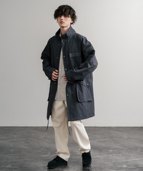 Audience（オーディエンス）の「Audience オーディエンス 綿ナイロン高密度ポプリン M-90ロング丈スタンドネックモッズコート AUD7355（モッズコート・メンズ・スミクロ/オリーブ/ブラック/カーキ・M/L）」の14枚目の写真