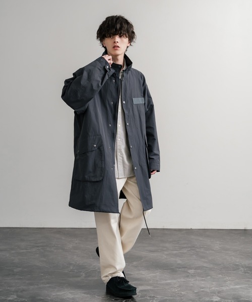 Audience（オーディエンス）の「Audience オーディエンス 綿ナイロン高密度ポプリン M-90ロング丈スタンドネックモッズコート AUD7355（モッズコート・メンズ・スミクロ/オリーブ/ブラック/カーキ・M/L）」の15枚目の写真