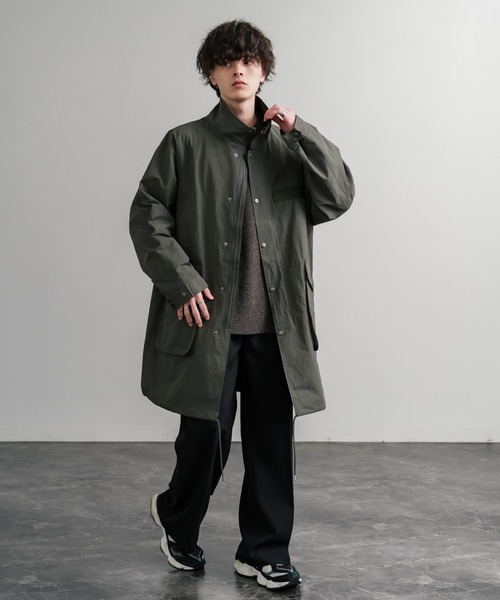 Audience（オーディエンス）の「Audience オーディエンス 綿ナイロン高密度ポプリン M-90ロング丈スタンドネックモッズコート AUD7355（モッズコート・メンズ・スミクロ/オリーブ/ブラック/カーキ・M/L）」の19枚目の写真