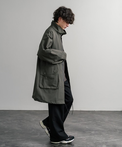 Audience（オーディエンス）の「Audience オーディエンス 綿ナイロン高密度ポプリン M-90ロング丈スタンドネックモッズコート AUD7355（モッズコート・メンズ・スミクロ/オリーブ/ブラック/カーキ・M/L）」の20枚目の写真
