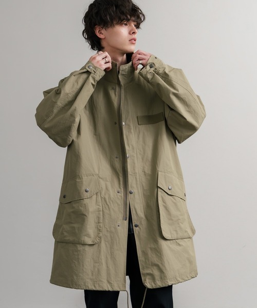 Audience（オーディエンス）の「Audience オーディエンス 綿ナイロン高密度ポプリン M-90ロング丈スタンドネックモッズコート AUD7355（モッズコート・メンズ・スミクロ/オリーブ/ブラック/カーキ・M/L）」の21枚目の写真