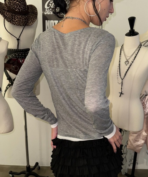 SHAGGIE(シャギー)の「2WAYリブヘンリーネックカーディガン(カーディガン/ボレロ・レディース・ホワイト/ピンク/グレー・FREE)」の7枚目の写真