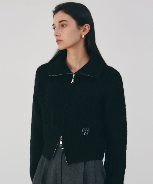 NICK&NICOLE(ニックアンドニコール)の「NICOLE TWIST SWEATER ZIP UP_BLACK(ニット/セーター・レディース・その他・FREE)」の1枚目の写真
