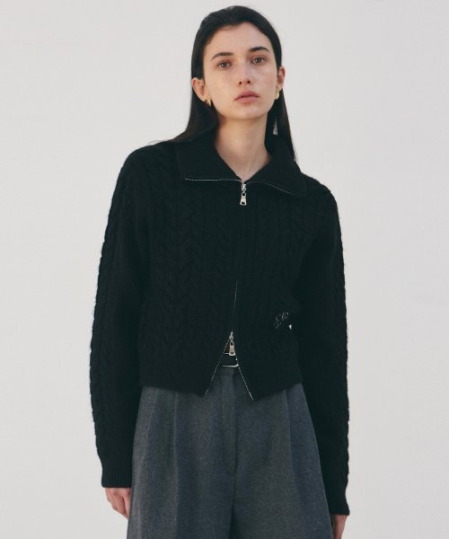 NICK&NICOLE(ニックアンドニコール)の「NICOLE TWIST SWEATER ZIP UP_BLACK(ニット/セーター・レディース・その他・FREE)」の3枚目の写真